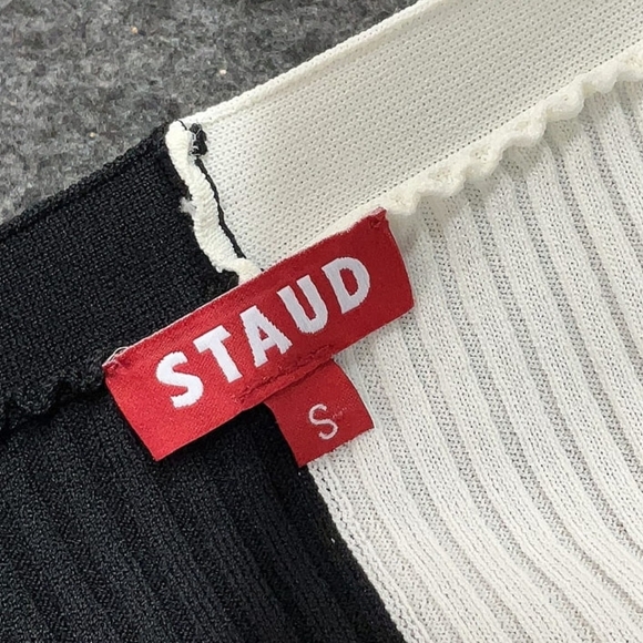 STAUD Two-Tone Black and Cream Shoko Dress - Picture 3 of 3